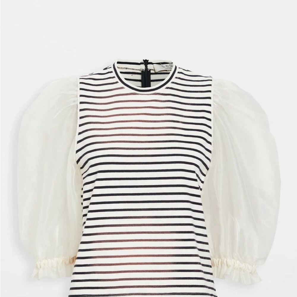Sea New York Striped Top with Sheer Sleeves